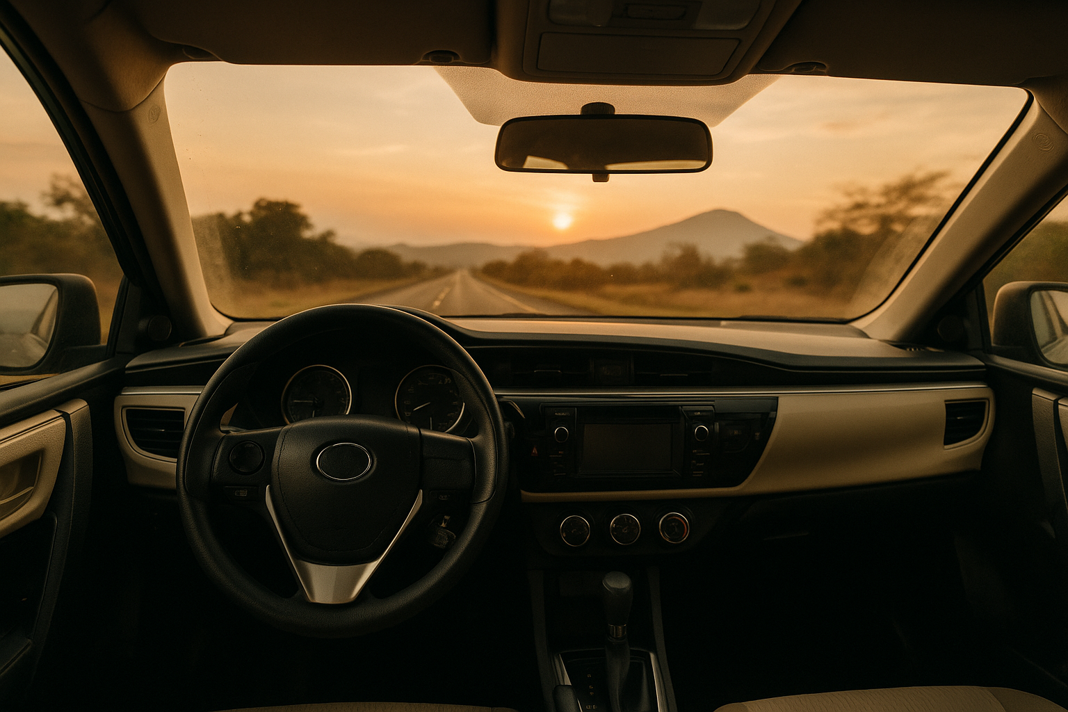 Private driver service with car in El Salvador, interior vehicle view